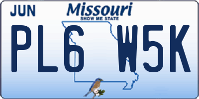 MO license plate PL6W5K