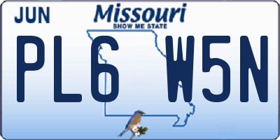 MO license plate PL6W5N