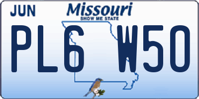 MO license plate PL6W5O
