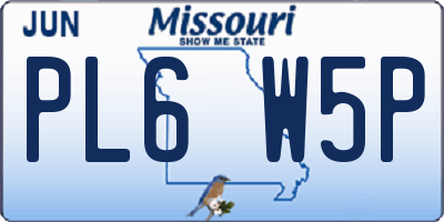 MO license plate PL6W5P