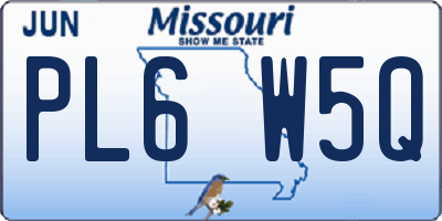 MO license plate PL6W5Q