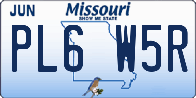 MO license plate PL6W5R