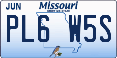 MO license plate PL6W5S
