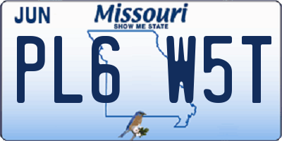 MO license plate PL6W5T
