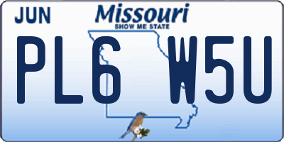 MO license plate PL6W5U