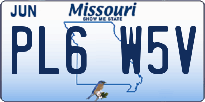 MO license plate PL6W5V