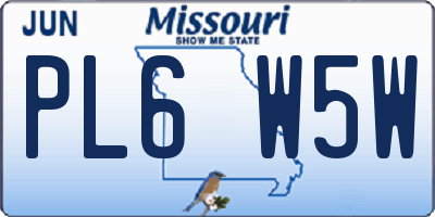 MO license plate PL6W5W