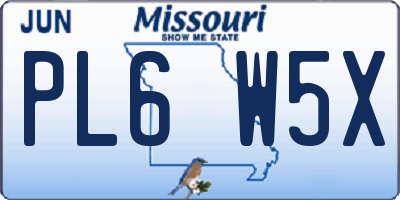 MO license plate PL6W5X