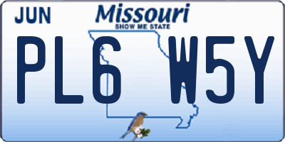 MO license plate PL6W5Y