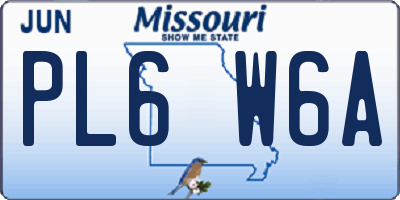 MO license plate PL6W6A