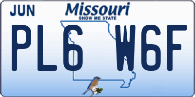MO license plate PL6W6F