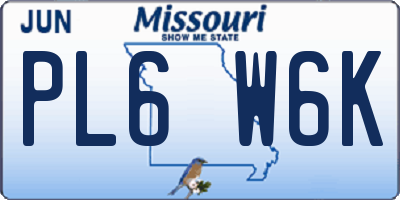 MO license plate PL6W6K