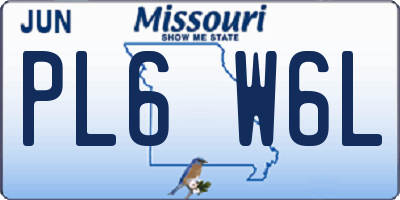 MO license plate PL6W6L