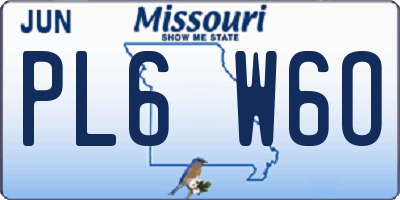 MO license plate PL6W6O
