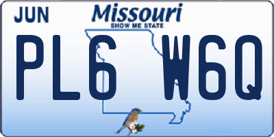 MO license plate PL6W6Q