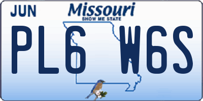 MO license plate PL6W6S