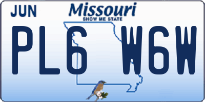 MO license plate PL6W6W