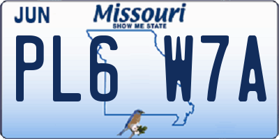 MO license plate PL6W7A