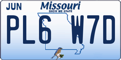 MO license plate PL6W7D