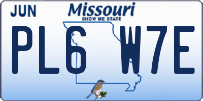 MO license plate PL6W7E