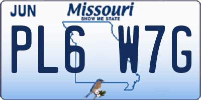 MO license plate PL6W7G