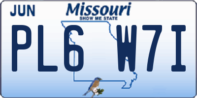 MO license plate PL6W7I