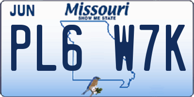 MO license plate PL6W7K