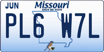 MO license plate PL6W7L