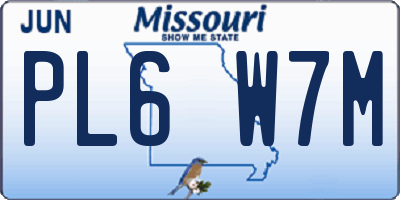 MO license plate PL6W7M