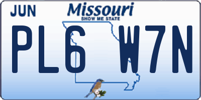 MO license plate PL6W7N