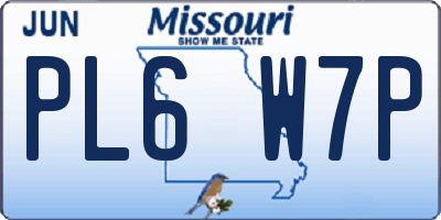 MO license plate PL6W7P