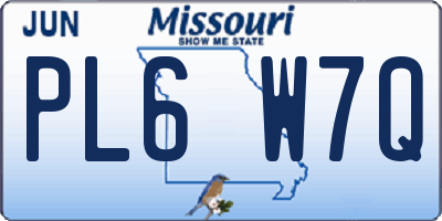 MO license plate PL6W7Q