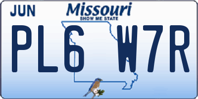MO license plate PL6W7R