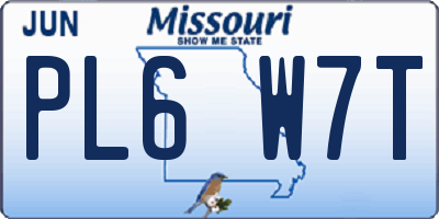 MO license plate PL6W7T