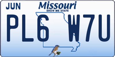 MO license plate PL6W7U