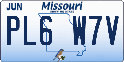 MO license plate PL6W7V