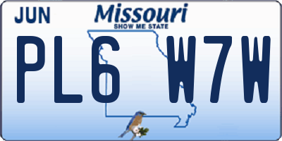 MO license plate PL6W7W