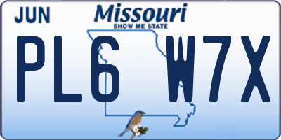 MO license plate PL6W7X