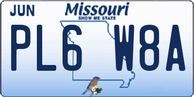 MO license plate PL6W8A