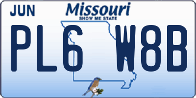MO license plate PL6W8B