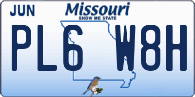 MO license plate PL6W8H