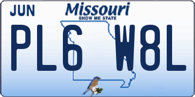 MO license plate PL6W8L