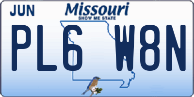 MO license plate PL6W8N
