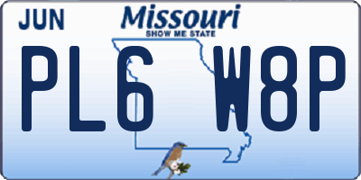 MO license plate PL6W8P