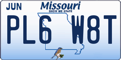MO license plate PL6W8T