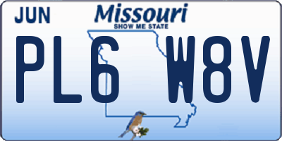 MO license plate PL6W8V