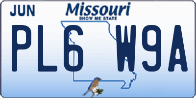 MO license plate PL6W9A