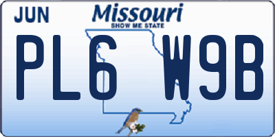 MO license plate PL6W9B