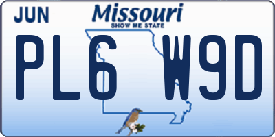 MO license plate PL6W9D