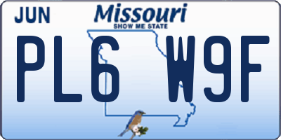 MO license plate PL6W9F